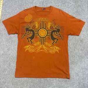 Polar Mens Kokopelli Zia‎ Sun Graphic T-Shirt Orange Southwestern San Antonio TX